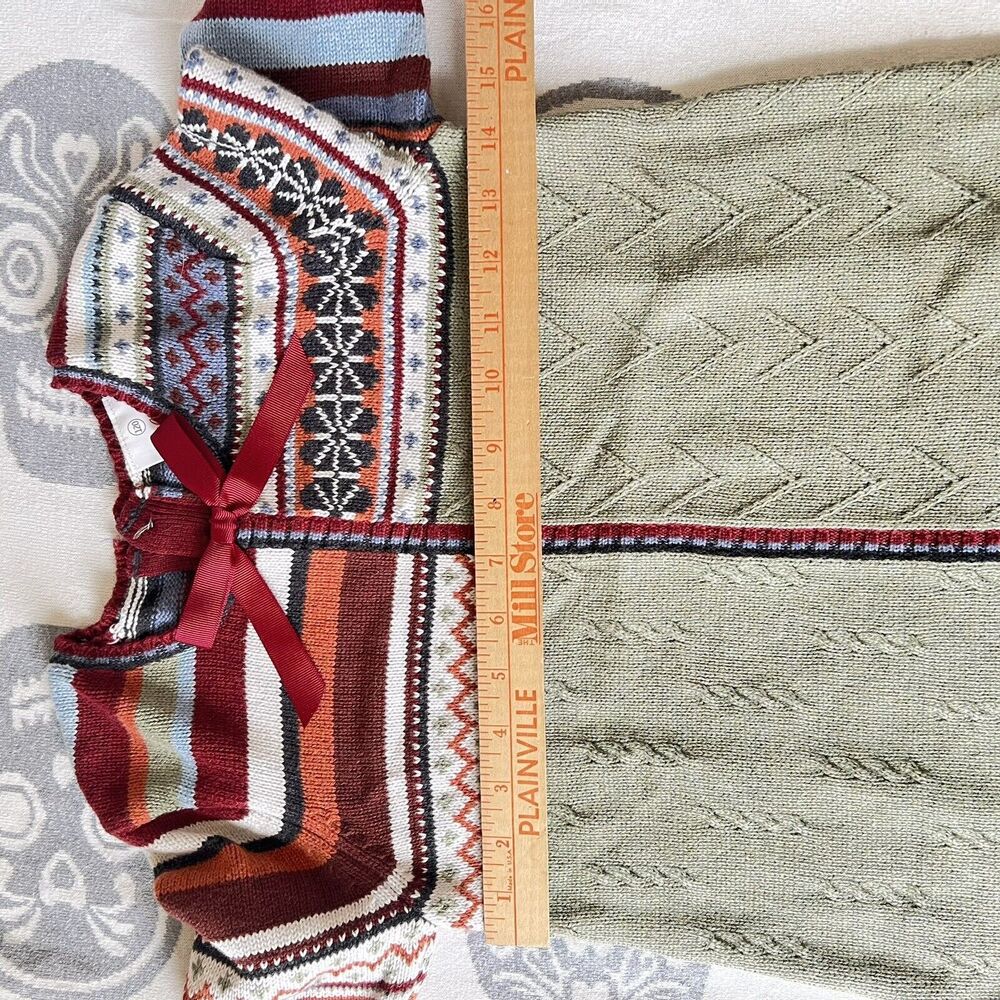 HANNA ANDERSSON Storyteller Fair Isle Striped Combed Cotton Dress SIZE 120 6-7 - Picture 4 of 8